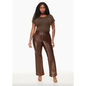 Babaton Aritzia Publish Pant High Rise Faux Leather Boot Cut Coffee Bean Size 10